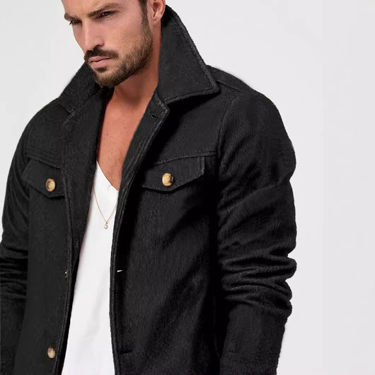 Abrigo de Lana para Hombre Elegante Botón Simple Diseño Liso - Image 4