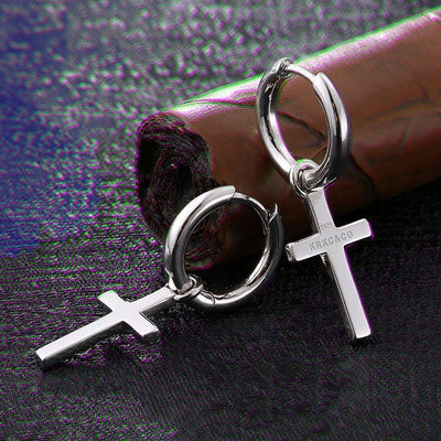 Aretes de Plata 925 Estilo Europeo Americano con Cruz Pequeña - Image 8