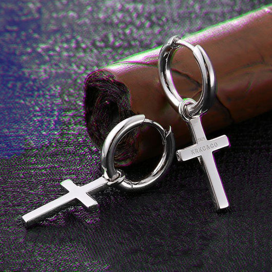 Aretes de Plata 925 Estilo Europeo Americano con Cruz Pequeña - Image 8