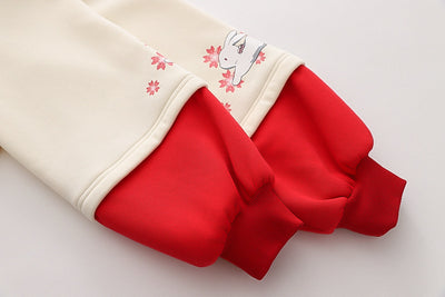 Suéter Conejo Floral Japonés con Efecto Dos Piezas y Forro Polar - Image 15