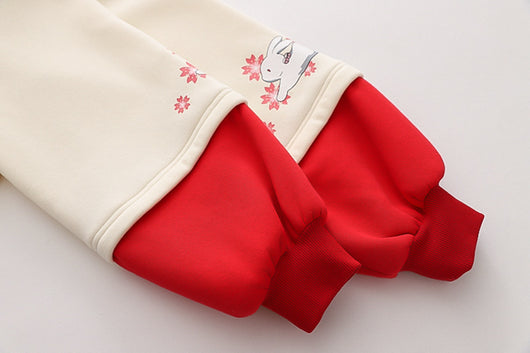 Suéter Conejo Floral Japonés con Efecto Dos Piezas y Forro Polar - Image 15