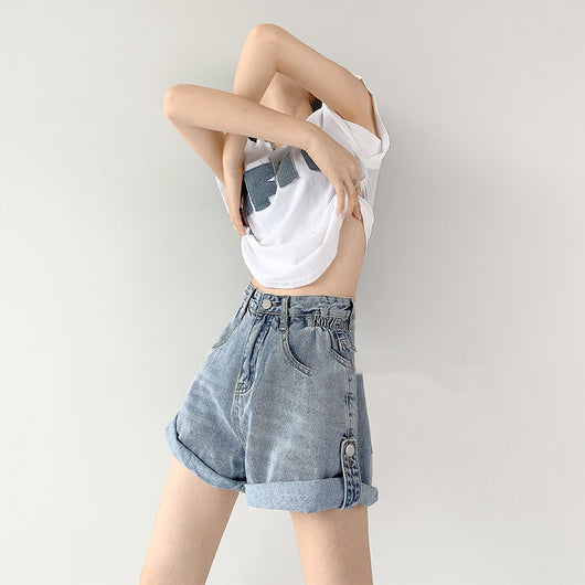 Shorts de Mezclilla Hot Girl con Dobladillo Enrollado para Mujer - Image 7