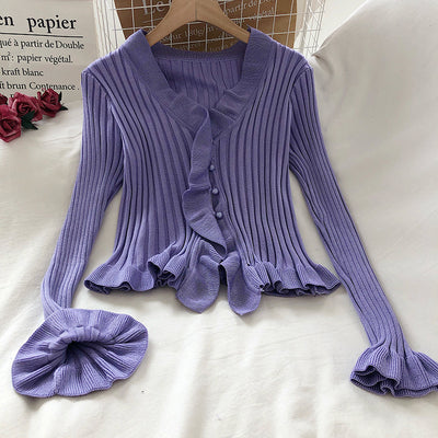Suéter Acampanado Coreano Otoño Temprano con Detalle Lotus y Hebilla V - Image 15