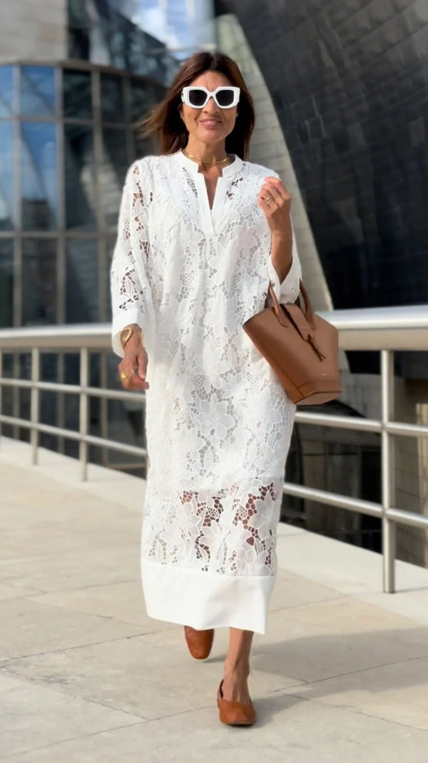 Blusa de Playa Holgada con Encaje - Camisa Vacacional Elegante - Image 6