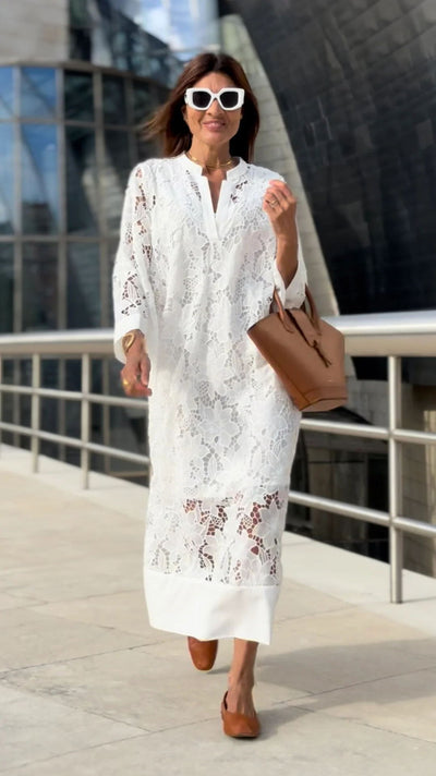 Blusa de Playa Holgada con Encaje - Camisa Vacacional Elegante - Image 6