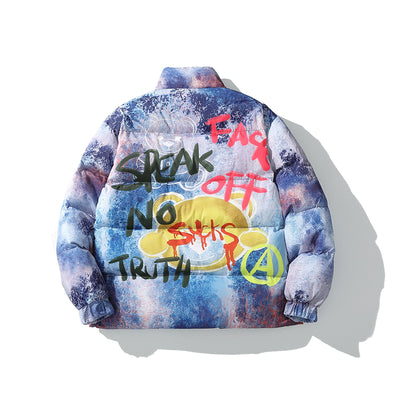 Abrigo de Algodón con Estampado Graffiti Europeo Americano - Image 8