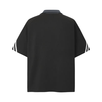 Camiseta Cuello Solapa Estilo Locomotora Patchwork Manga Corta Unisex - Image 21