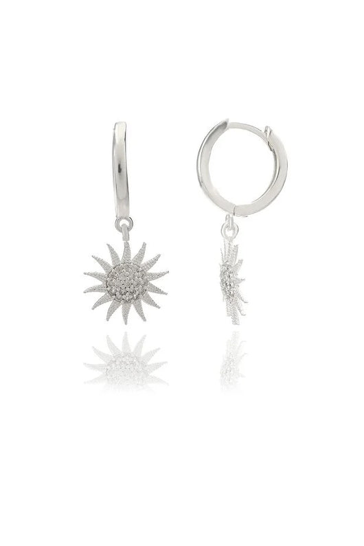 Aretes de Plata con Circonita Blanca Diseño Sol - Image 3