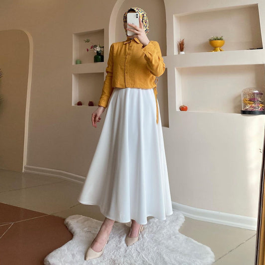 Conjunto Elegante de Blusa Manga Larga y Falda Cintura Alta para Otoño e Invierno - Image 2