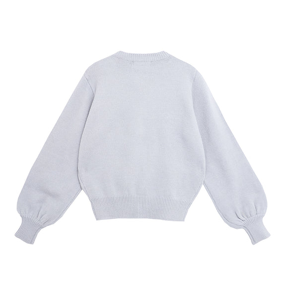 Cardigan Tejido Suave Azul Leche con Bordado - Abrigo Cálido para Mujer