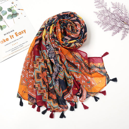 Pañuelo Bohemio Patchwork Retro con Estampado de Cachemira - Image 18