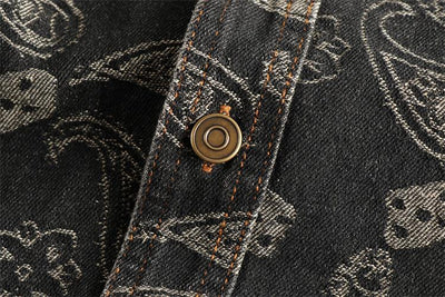 Camisa Denim Retro Lujo Suave con Patrón Paisley - Manga Larga Estilo Americano - Image 19