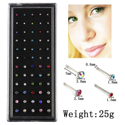 Set de 60 Piercing Nasal de Acero Inoxidable con Diamantes - Image 5
