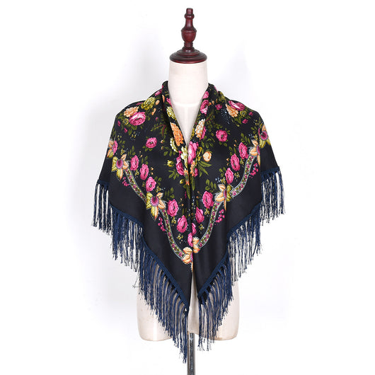 Pashmina Étnica con Flores Bordadas y Borlas - Image 35