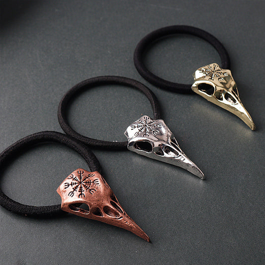 Brújula Vikinga Retro con Calavera de Cuervo y Cuerda