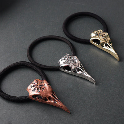Brújula Vikinga Retro con Calavera de Cuervo y Cuerda