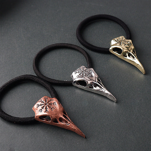 Brújula Vikinga Retro con Calavera de Cuervo y Cuerda