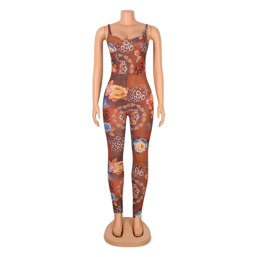 Mono Enterizo de Malla Estampada con Tirantes Ajustables - Image 10
