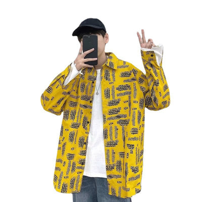 Camisa Jacket Suelta Estampada de Manga Larga para Hombre - Image 5