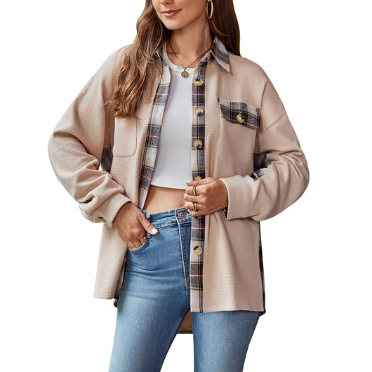 Chaqueta Suéter Cuadrillé Boyfriend Holgada de Punto Waffle - Image 5