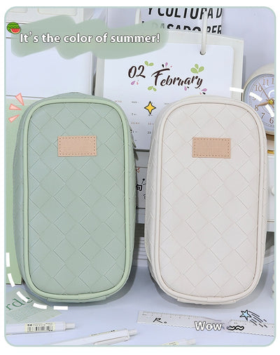 Estuche Escolar Tejido con Diseño Cuadros Diamante - Gran Capacidad - Image 16