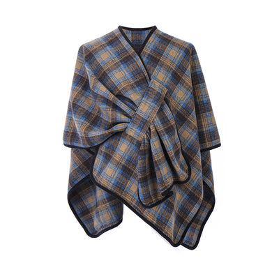Chal Cuadriculado Azul para Mujer - Estilo Elegante y Versátil - Image 12