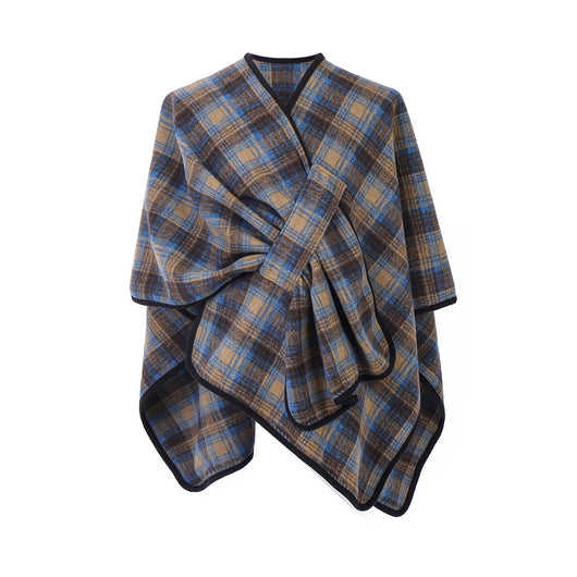 Chal Cuadriculado Azul para Mujer - Estilo Elegante y Versátil - Image 12
