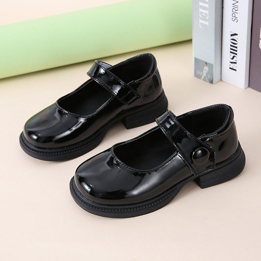 Zapatos Princesa Niña Tacón Grueso Brillante con Velcro - Image 9