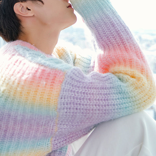 Chamarra Suéter Holgada con Degradado Tie-Dye para Hombre