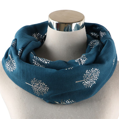 Pañuelo Estampado Plateado Árbol de Alcanfor - Diseño Europeo Moderno para Mujer - Image 9