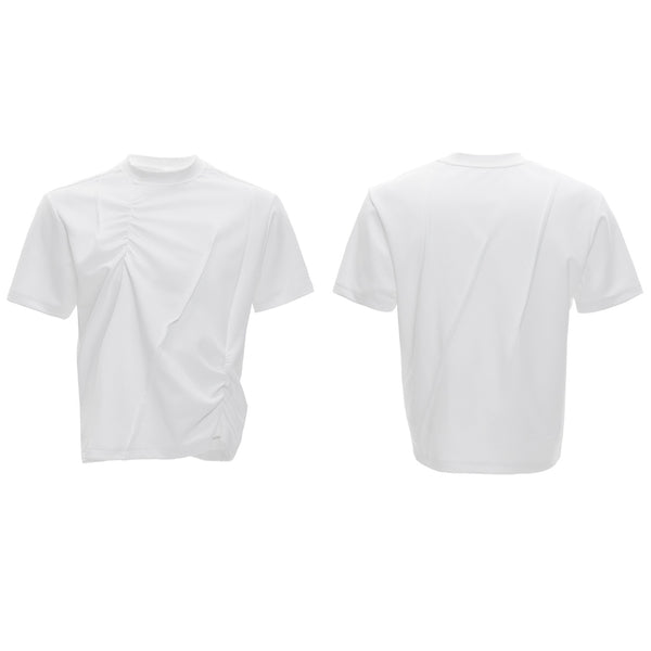 Camiseta Hombre Cuello Redondo Plisado 3D Transpirable Color Sólido