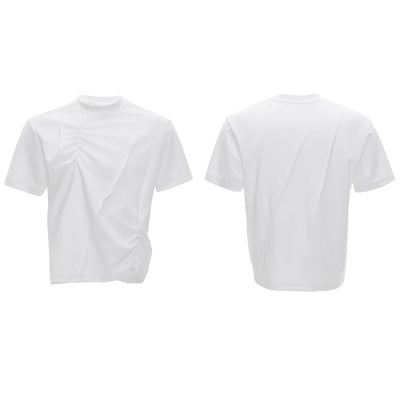 Camiseta Hombre Cuello Redondo Plisado 3D Transpirable Color Sólido - Image 2