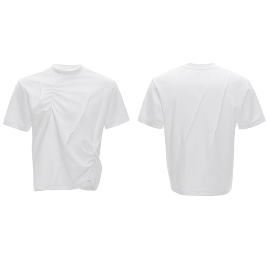 Camiseta Hombre Cuello Redondo Plisado 3D Transpirable Color Sólido - Image 2