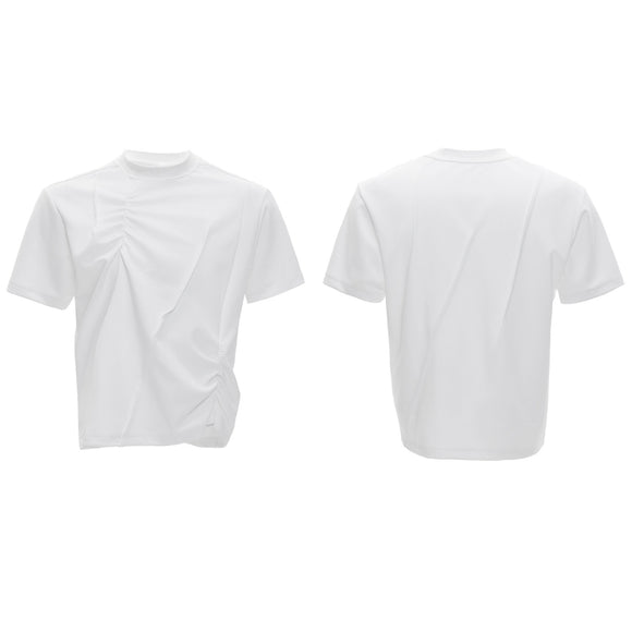 Men's 3D Pleated Crew Neck Breathable Solid Color T-Shirt