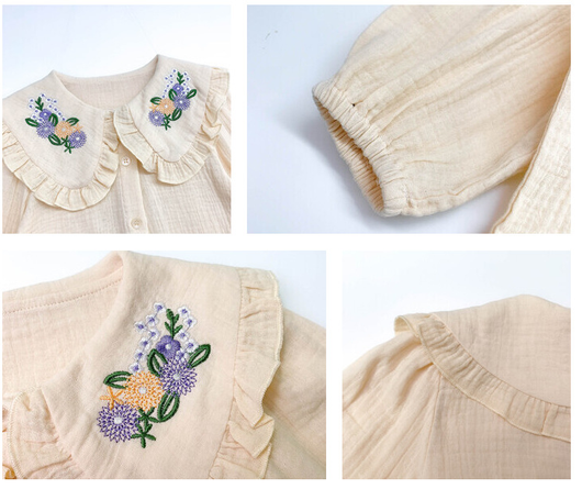 Blusa Infantil Coreana Blanca con Bordados Elegantes - Image 12