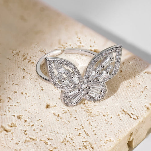 Anillo de Plata 925 con Mariposa de Circonitas y Diamantes Incrustados - Image 11