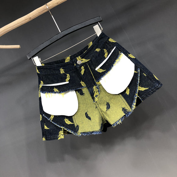 Shorts Vaqueros Ajustados de Cintura Alta para Mujer
