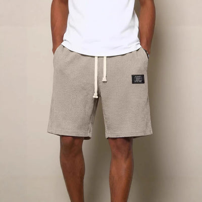 Shorts Casuales para Hombre con Tejido Waffle y Bordado - Image 4