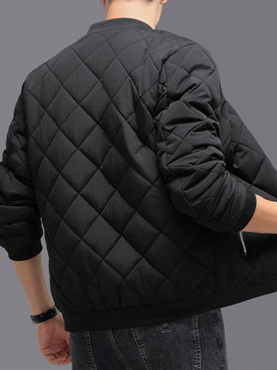 Abrigo de Béisbol Acolchado con Diseño de Rombos - Chaqueta de Invierno Cálida para Hombre - Image 12