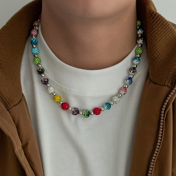 Collar para Hombre con Diamantes de Colores y Perlas de Diamante