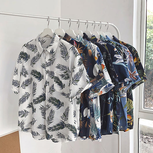 Camisa Suelta Estampada de Manga Corta para Hombre - Image 34