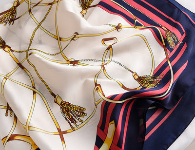 Pañuelo Cuadrado de Seda Sintética con Cadena - Elegancia para Primavera y Otoño - Image 6