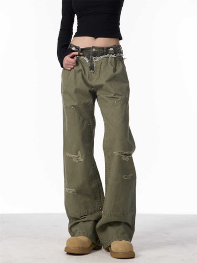Pantalones Cargo Rotos Rectos Estilo Logging Casual - Image 5