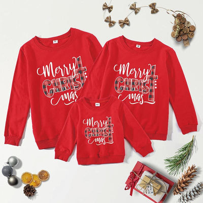Conjunto Navideño Familiar con Estampado de Letras - Manga Larga sin Forro - Image 9