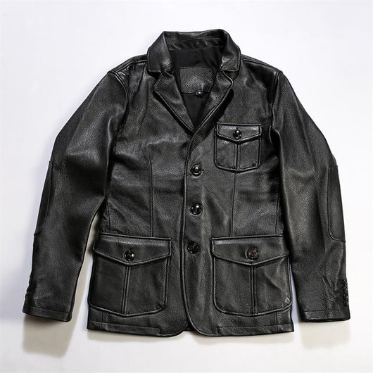 Blazer de Cuero Casual Abotonado Simple - Image 9