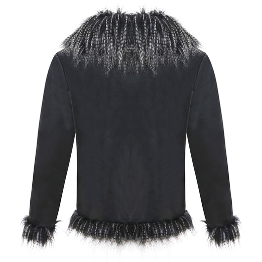 Chaqueta de Cuero con Detalles de Piel de Mapache Sintética - Image 23