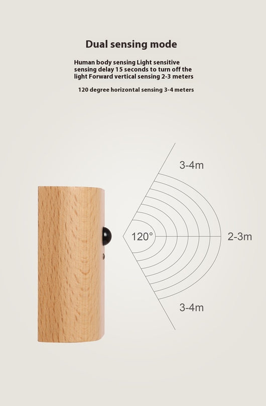 Lámpara LED con Sensor de Movimiento y Diseño de Madera Maciza - Image 9