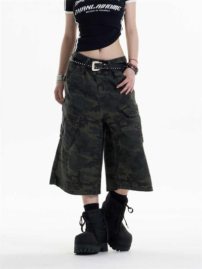 Pantalones Cargo Anchos Estilo Camuflaje Retro para Mujer - Image 7