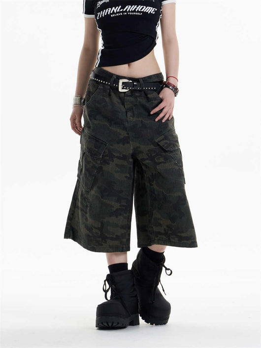 Pantalones Cargo Anchos Estilo Camuflaje Retro para Mujer - Image 7