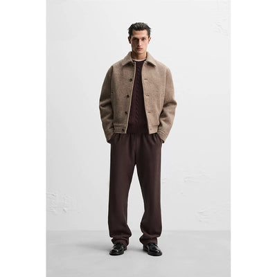 Saco Casual de Lana Tejida con Solapa para Hombre - Image 2